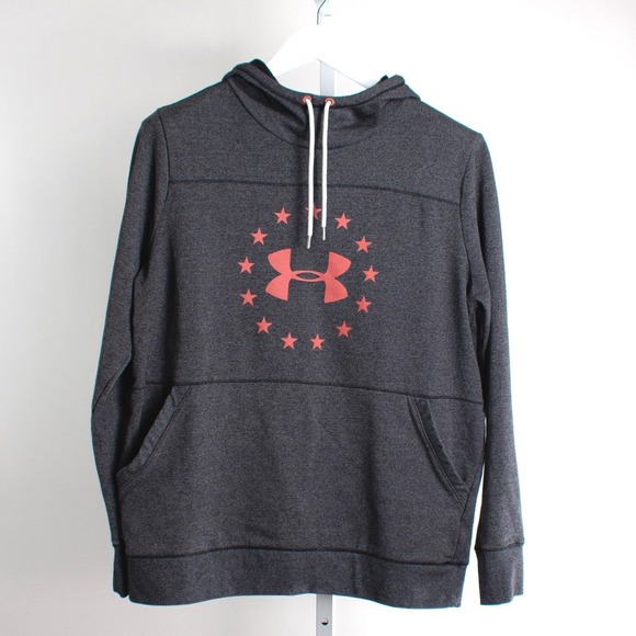 Under Armour Tops - Under‎ Armour Threadborne Fleece Hoodie Pullover Top Gray Star Logo Womens Large